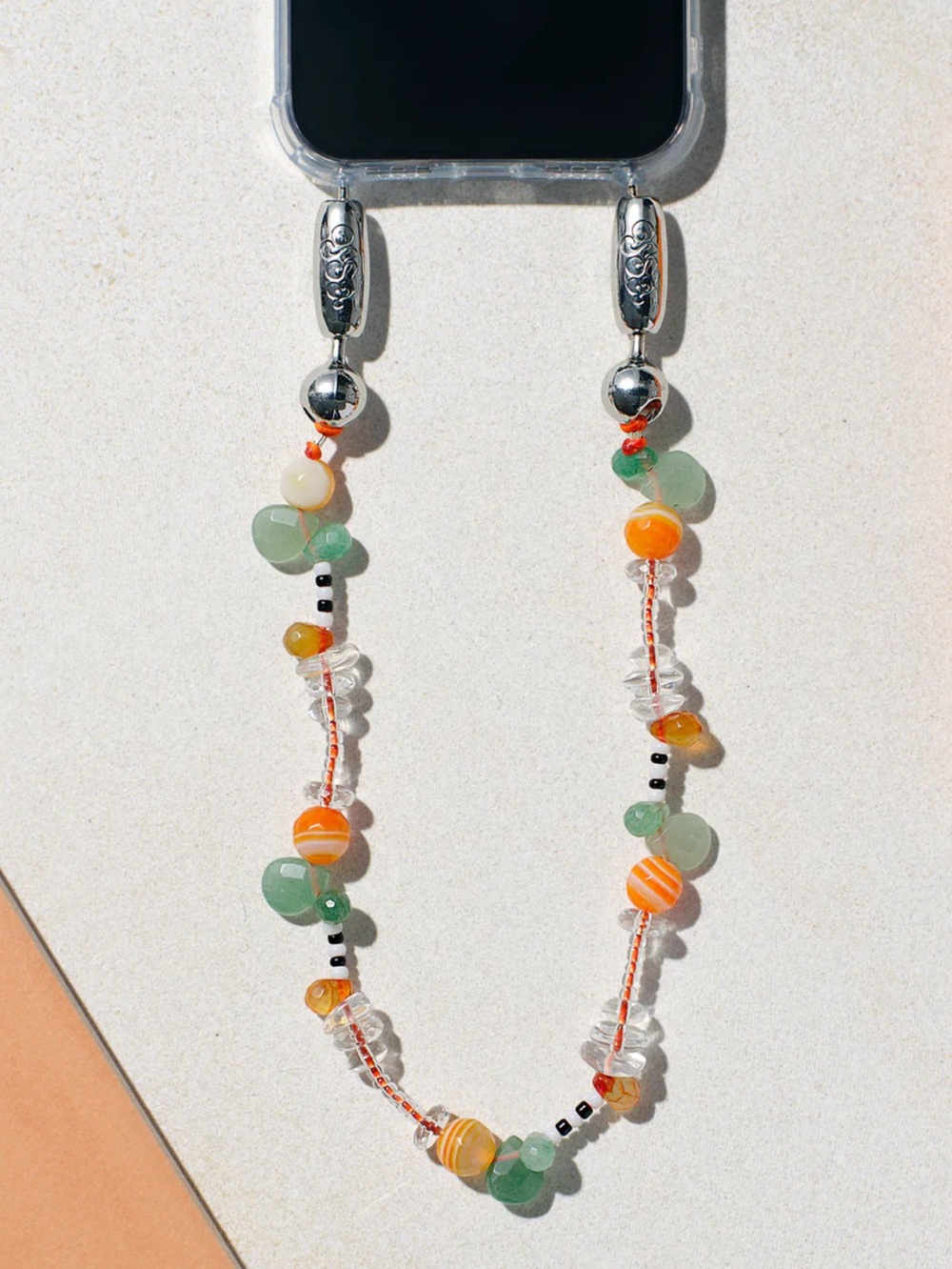 OSSA ‘Aperol Spritz’ Agate Bead Wrist Strap. Phone Wristlet.